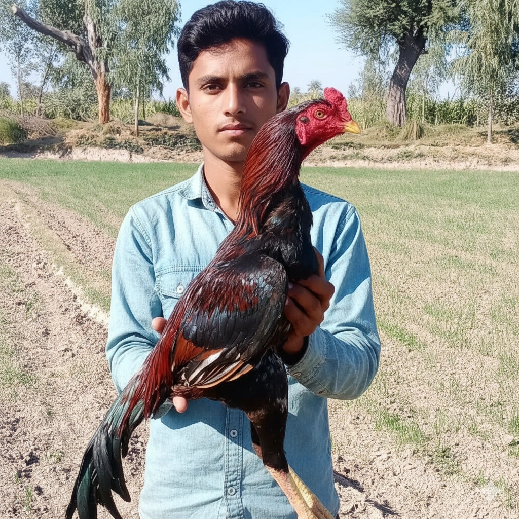 Farmer with Aseel